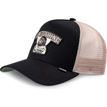 Schwarze und beige Trucker-Kappe HFT Do Nothing Club Gorilla von Djinns