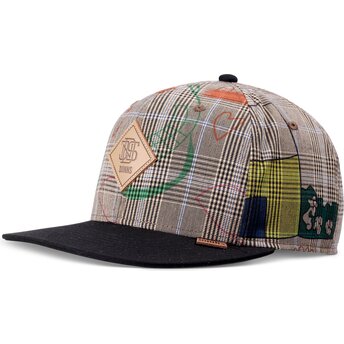 Graue und schwarze Flatcap Snapback Crinklecheck von Djinns
