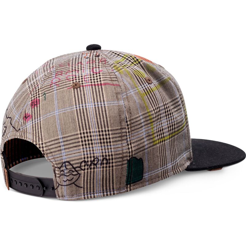 graue-und-schwarze-flatcap-snapback-crinklecheck-von-djinns