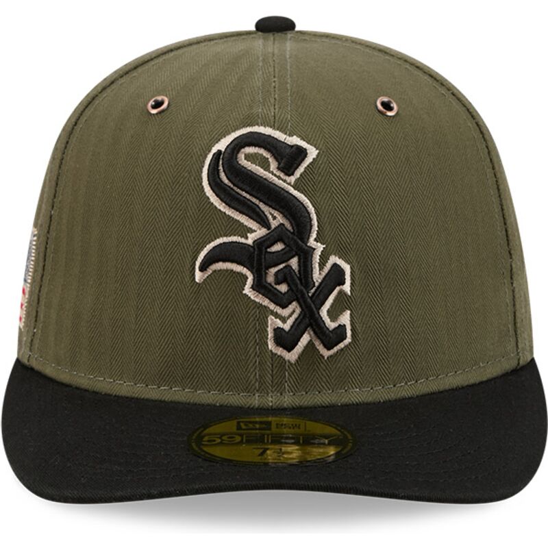 grune-gebogene-verstellbare-59fifty-pre-curved-american-herringbone-kappe-der-chicago-white-sox-mlb-von-new-era