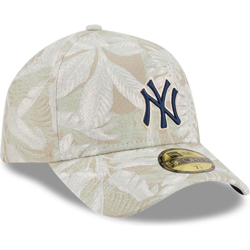 beige-gebogene-verstellbare-59forty-a-frame-leafy-palm-kappe-der-new-york-yankees-mlb-von-new-era