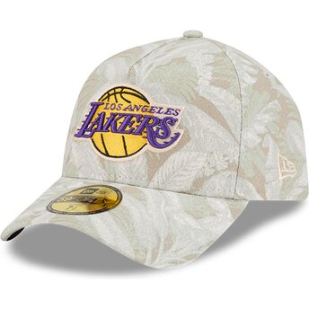 Beige gebogene verstellbare 59FORTY A Frame Leafy Palm Kappe der Los Angeles Lakers NBA von New Era