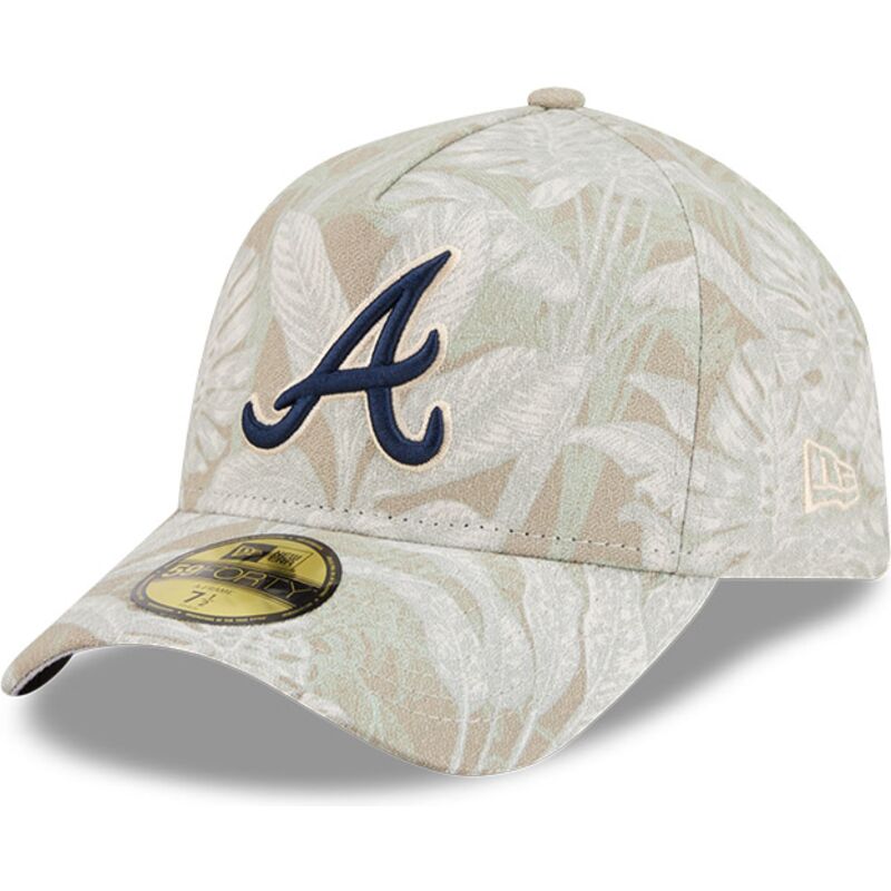 beige-gebogene-verstellbare-59forty-a-frame-leafy-palm-kappe-von-atlanta-braves-mlb-von-new-era