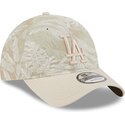 beige-gebogene-verstellbare-9twenty-leafy-palm-kappe-der-los-angeles-dodgers-mlb-von-new-era