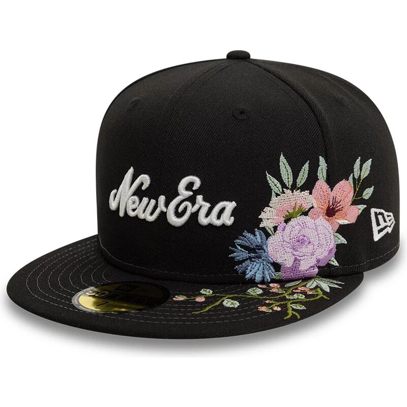 schwarze-anliegende-59fifty-floral-emb-flatcap-von-new-era