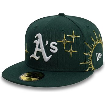 Grüne enganliegende 59FIFTY Zodiac Flat Cap der Oakland Athletics MLB von New Era