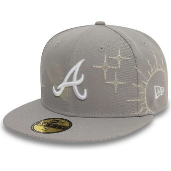 Graue, anliegende 59FIFTY Flatcap Zodiac der Atlanta Braves MLB von New Era