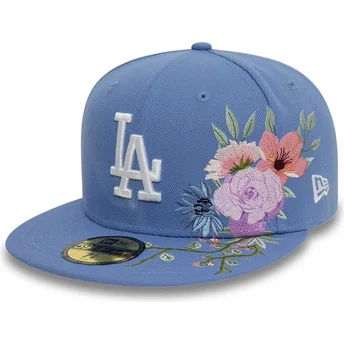 Blaue flache angepasste 59FIFTY Floral Kappe der Los Angeles Dodgers MLB von New Era