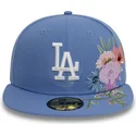blaue-flache-angepasste-59fifty-floral-kappe-der-los-angeles-dodgers-mlb-von-new-era