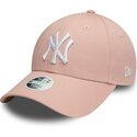 gebogene-rosa-verstellbare-damenkappe-9forty-colour-essential-der-new-york-yankees-mlb-von-new-era