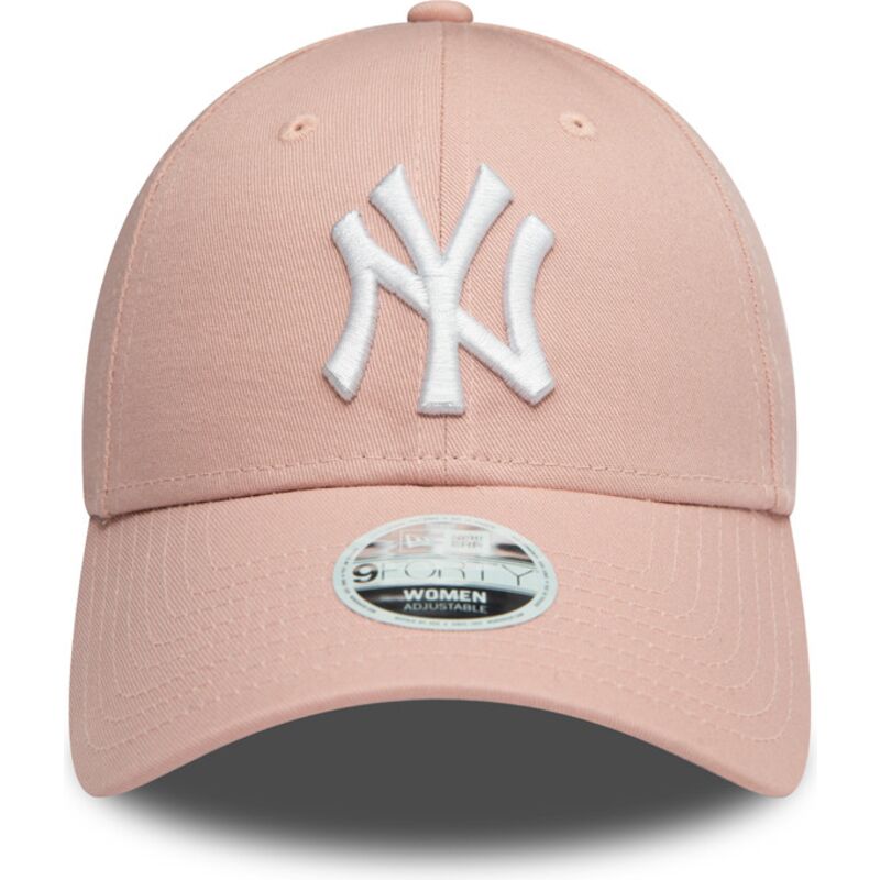 gebogene-rosa-verstellbare-damenkappe-9forty-colour-essential-der-new-york-yankees-mlb-von-new-era