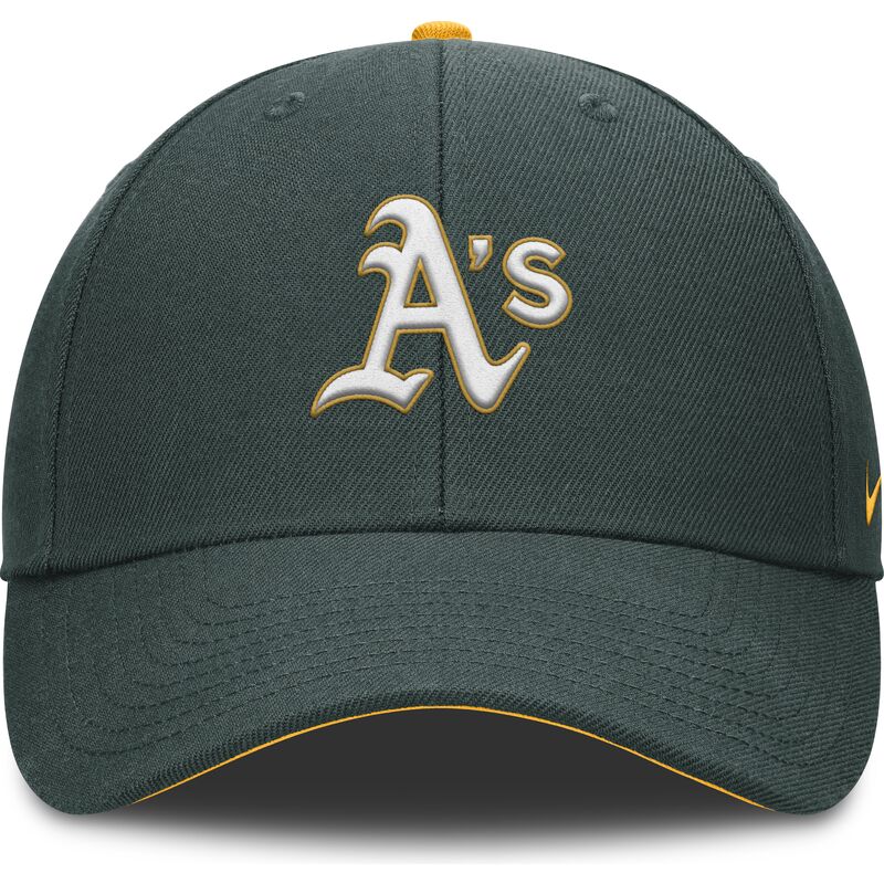 grune-gebogene-verstellbare-kappe-fur-kinder-dri-fit-club-structured-von-oakland-athletics-mlb-von-nike