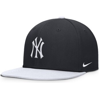 Marineblaue und weiße flache Snapback-Kappe für Jungen Dri-Fit Pro Structured Square Bill von New York Yankees MLB von Nike