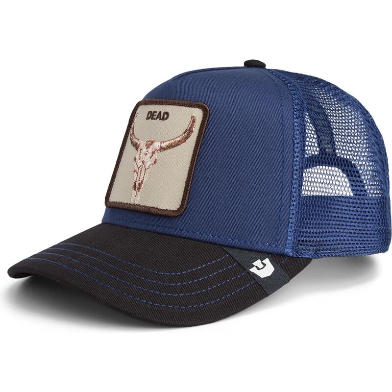 trucker-cap-blau-und-schwarz-ochse-two-tone-skull-grit-the-farm-von-goorin-bros