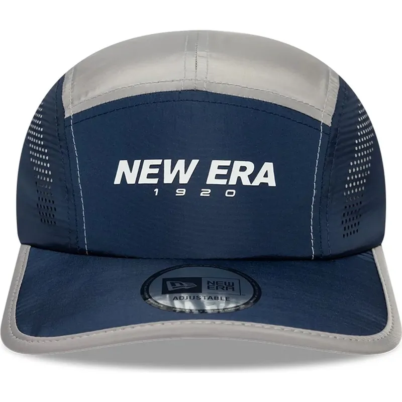 marineblaue-gebogene-5-panel-kappe-verstellbar-runner-colour-block-von-new-era