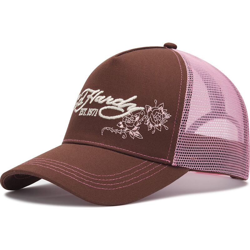 mutzen-gebogen-braun-snapback-rosa-skull-and-roses-von-ed-hardy mutzen-gebogen-braun-snapback-rosa-skull-and-roses-von-ed-hardy