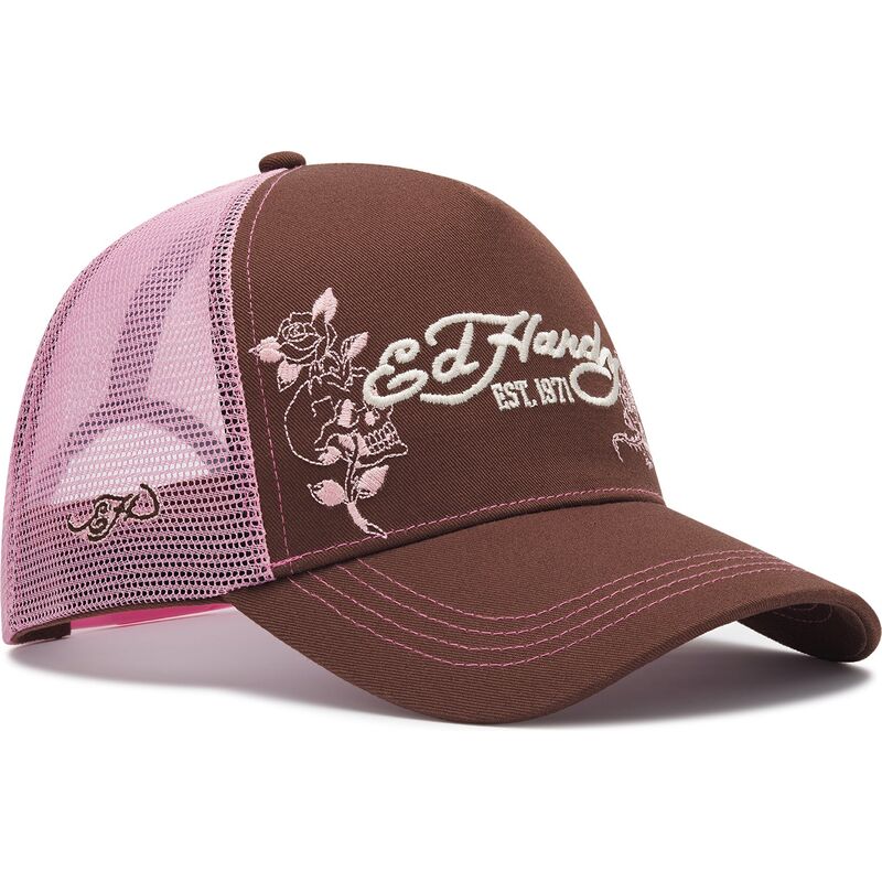 mutzen-gebogen-braun-snapback-rosa-skull-and-roses-von-ed-hardy mutzen-gebogen-braun-snapback-rosa-skull-and-roses-von-ed-hardy