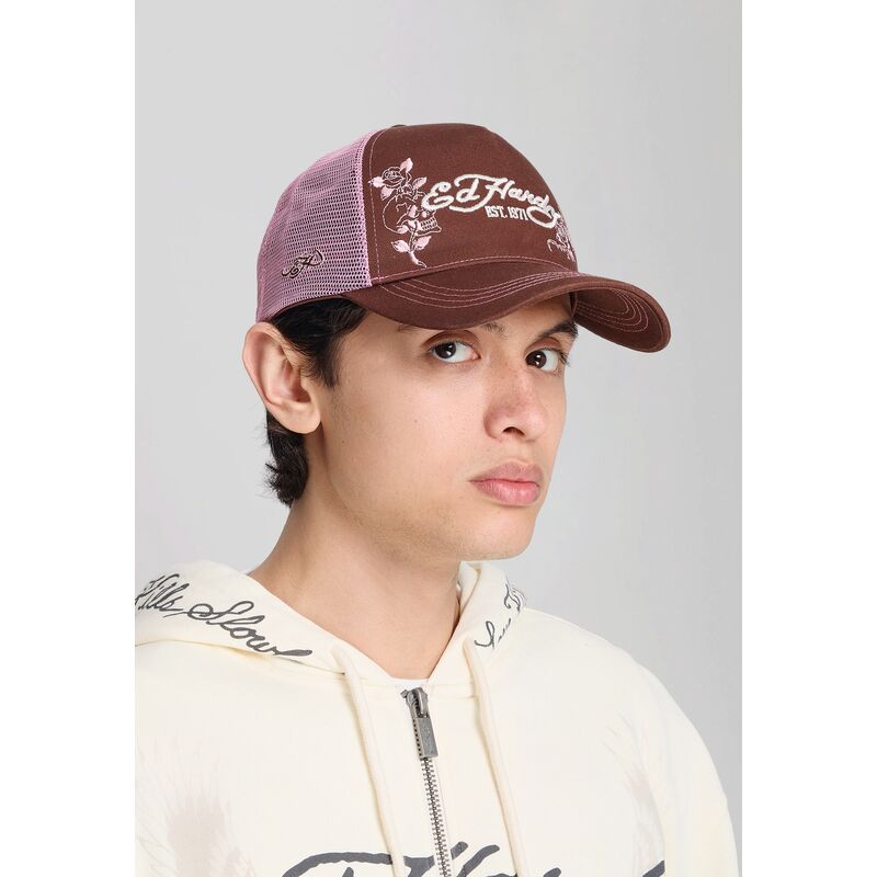 mutzen-gebogen-braun-snapback-rosa-skull-and-roses-von-ed-hardy mutzen-gebogen-braun-snapback-rosa-skull-and-roses-von-ed-hardy
