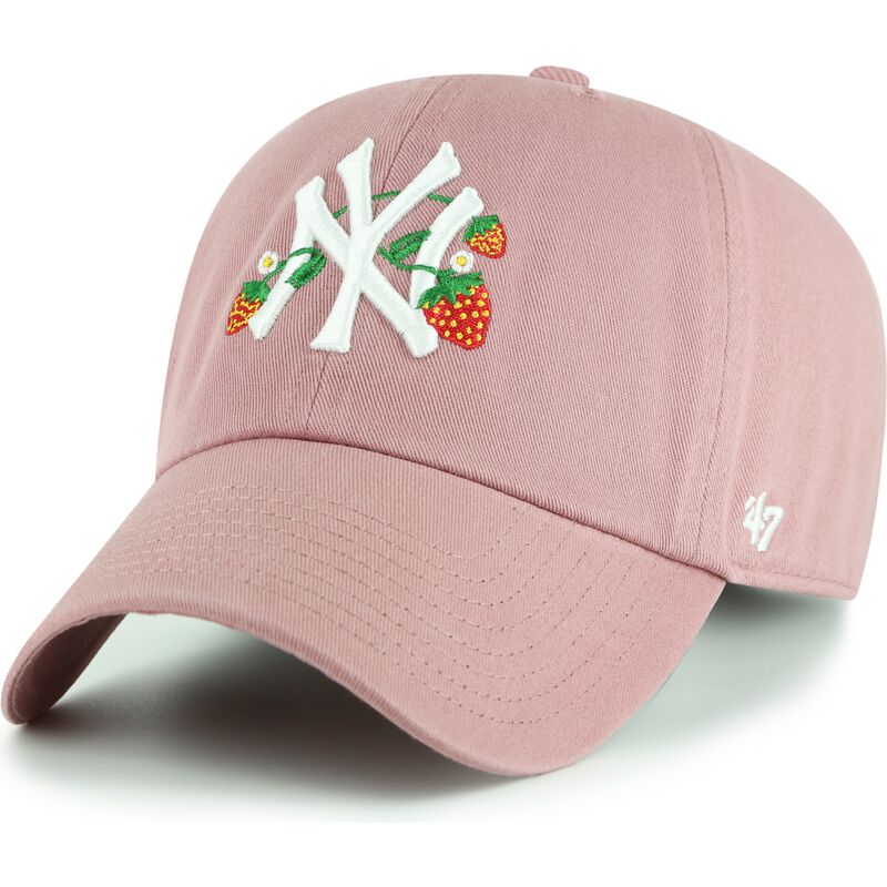 mutzen-gebogen-rosa-verstellbares-band-fur-kinder-clean-up-icon-alt-strawberry-der-new-york-yankees-mlb-von-47-brand