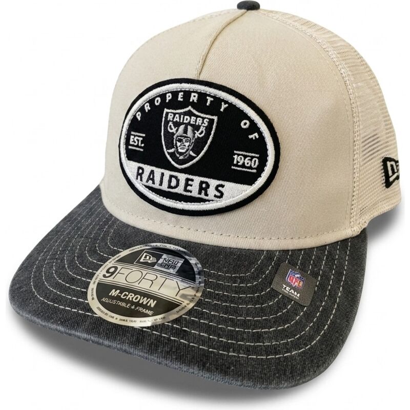 mutzen-gebogen-beige-snapback-9forty-m-crown-a-frame-fray-der-las-vegas-raiders-nfl-von-new-era