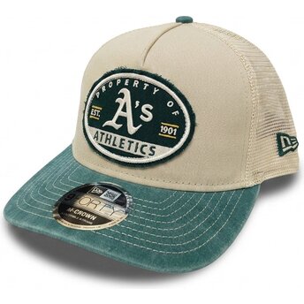 Mützen gebogen beige snapback 9FORTY M-Crown A Frame Fray der Oakland Athletics MLB von New Era