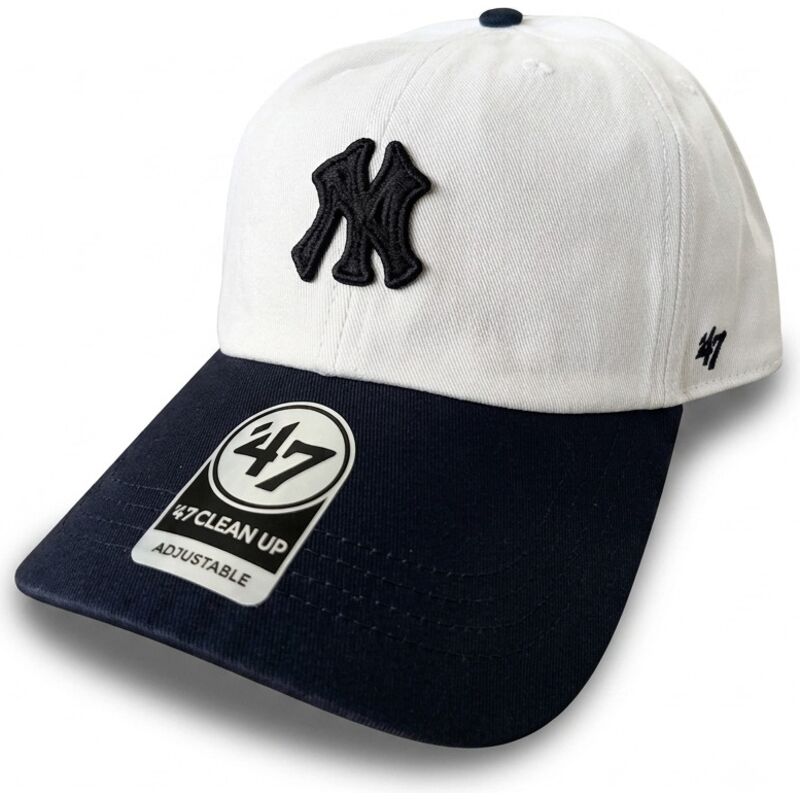 beige-und-marineblaue-verstellbare-gebogene-kappe-clean-up-contemporary-two-tone-der-new-york-yankees-mlb-von-47-brand