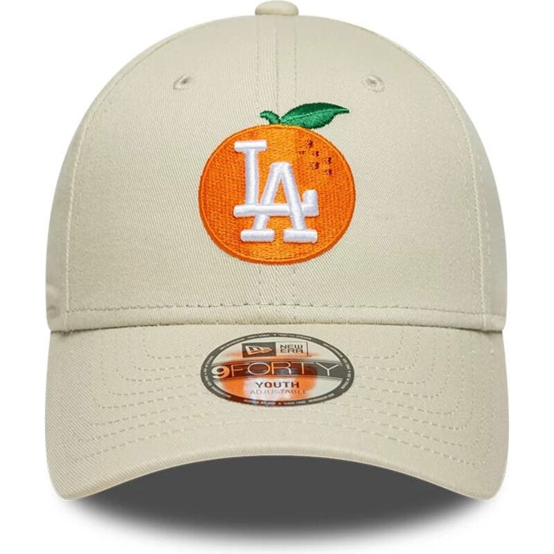 mutzen-gebogen-beige-verstellbares-band-fur-kinder-9forty-fruit-icon-orange-der-los-angeles-dodgers-mlb-von-new-era