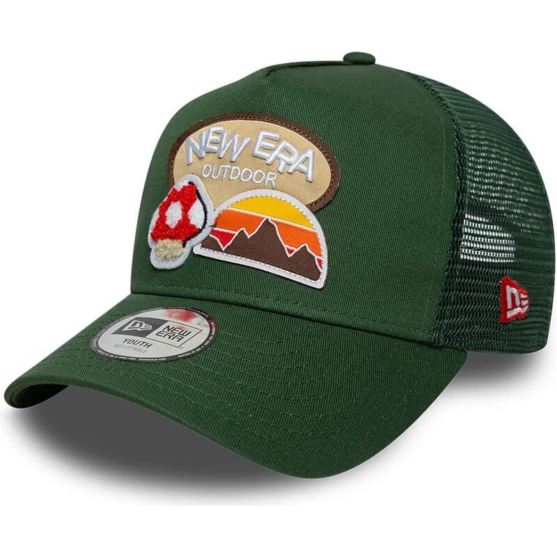 mutzen-gebogen-grun-snapback-fur-kinder-a-frame-outdoor-von-new-era
