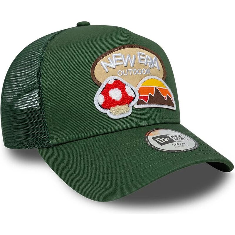 mutzen-gebogen-grun-snapback-fur-kinder-a-frame-outdoor-von-new-era