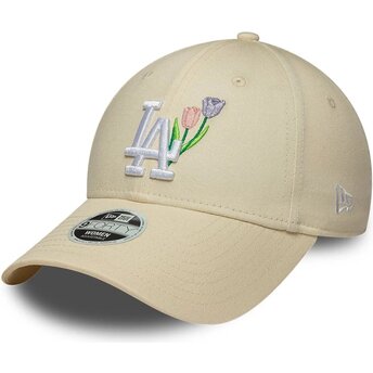 Mützen gebogen beige verstellbares band 9FORTY Flower Icon der Los Angeles Dodgers MLB von New Era
