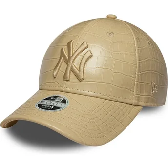 Mützen gebogen beige verstellbares band 9FORTY PU Pattern der New York Yankees MLB von New Era