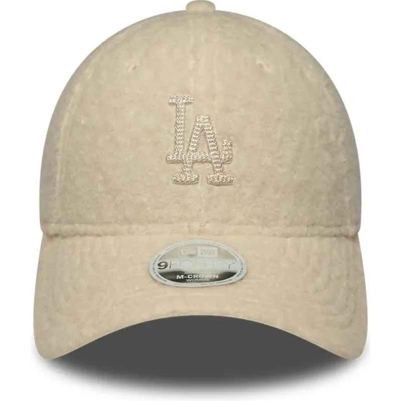 mutzen-gebogen-beige-snapback-9forty-m-crown-winter-borg-der-los-angeles-dodgers-mlb-von-new-era