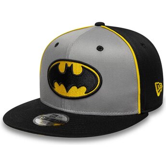 Mützen flach grau snapback für Kinder 9FIFTY Piping der Batman DC Comics von New Era