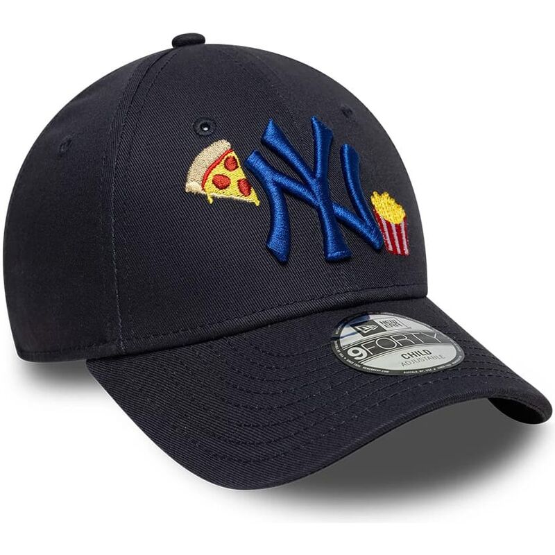 mutzen-gebogen-marineblau-verstellbares-band-fur-kinder-9forty-food-icon-der-new-york-yankees-mlb-von-new-era