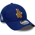 mutzen-gebogen-blau-snapback-9forty-m-crown-a-frame-emblem-der-los-angeles-dodgers-mlb-von-new-era