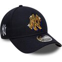 mutzen-gebogen-marineblau-snapback-9forty-m-crown-a-frame-emblem-der-new-york-yankees-mlb-von-new-era