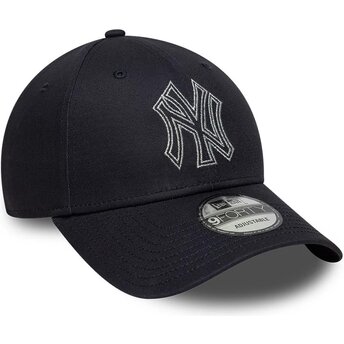 Mützen gebogen marineblau verstellbares band 9FORTY Metallic Outline der New York Yankees MLB von New Era