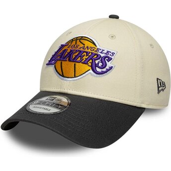 Mützen gebogen beige verstellbares band 9FORTY Colour Block der Los Angeles Lakers NBA von New Era