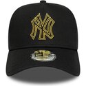 mutzen-gebogen-schwarz-snapback-dorado-e-frame-metallic-outline-der-new-york-yankees-mlb-von-new-era