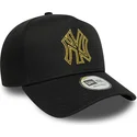 mutzen-gebogen-schwarz-snapback-dorado-e-frame-metallic-outline-der-new-york-yankees-mlb-von-new-era