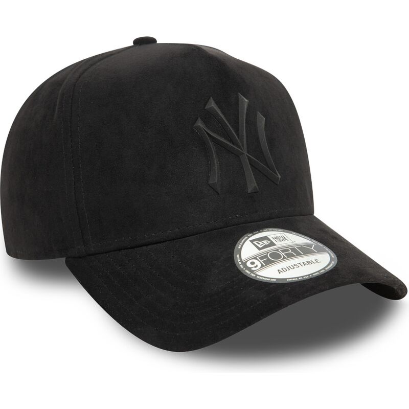 mutzen-gebogen-schwarz-snapback-e-frame-faux-suede-der-new-york-yankees-mlb-von-new-era