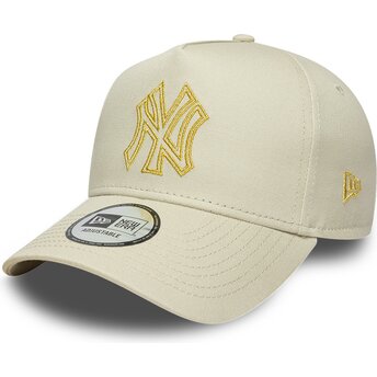 Mützen gebogen beige snapback dorado E Frame Metallic Outline der New York Yankees MLB von New Era