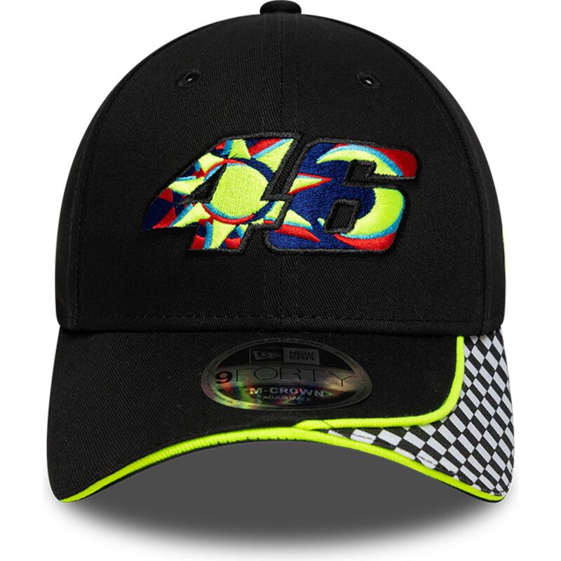mutzen-gebogen-schwarz-verstellbares-band-9forty-m-crown-check-der-valentino-rossi-vr46-motogp-von-new-era
