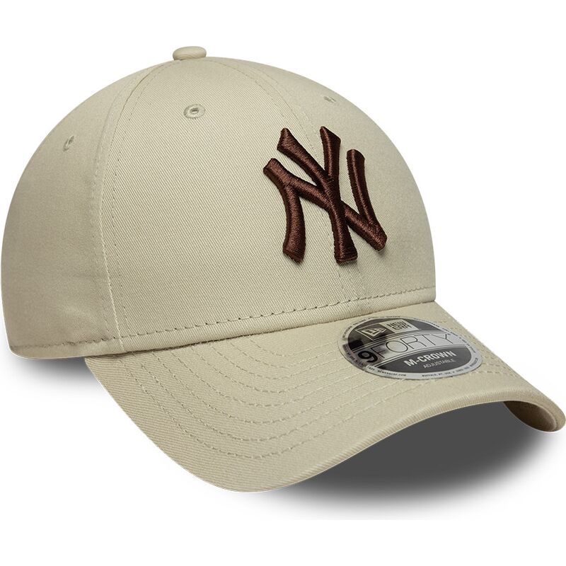 mutzen-gebogen-beige-snapback-9forty-m-crown-der-new-york-yankees-mlb-von-new-era