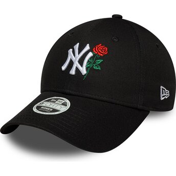 Mützen gebogen schwarz verstellbares band 9FORTY Flower Icon der New York Yankees MLB von New Era