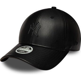 Mützen gebogen schwarz snapback 9FORTY M-Crown PU Diamante der New York Yankees MLB von New Era
