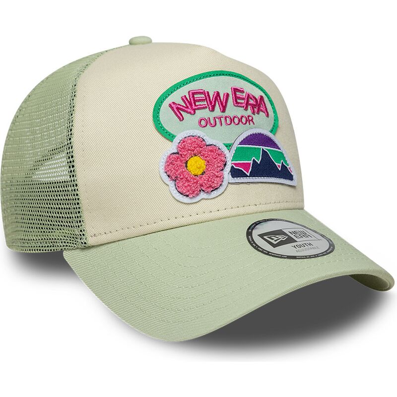 mutzen-gebogen-grun-snapback-fur-kinder-a-frame-outdoor-von-new-era