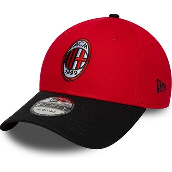 Mützen gebogen rot verstellbares band 9FORTY Contrast der AC Milan Serie A von New Era
