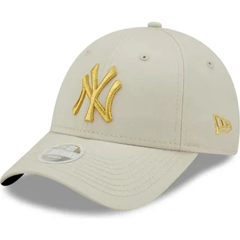 Mützen gebogen beige verstellbares band dorado 9FORTY Metallic der New York Yankees MLB von New Era