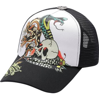 Mützen gebogen schwarz snapback Snake And Skull von Ed Hardy